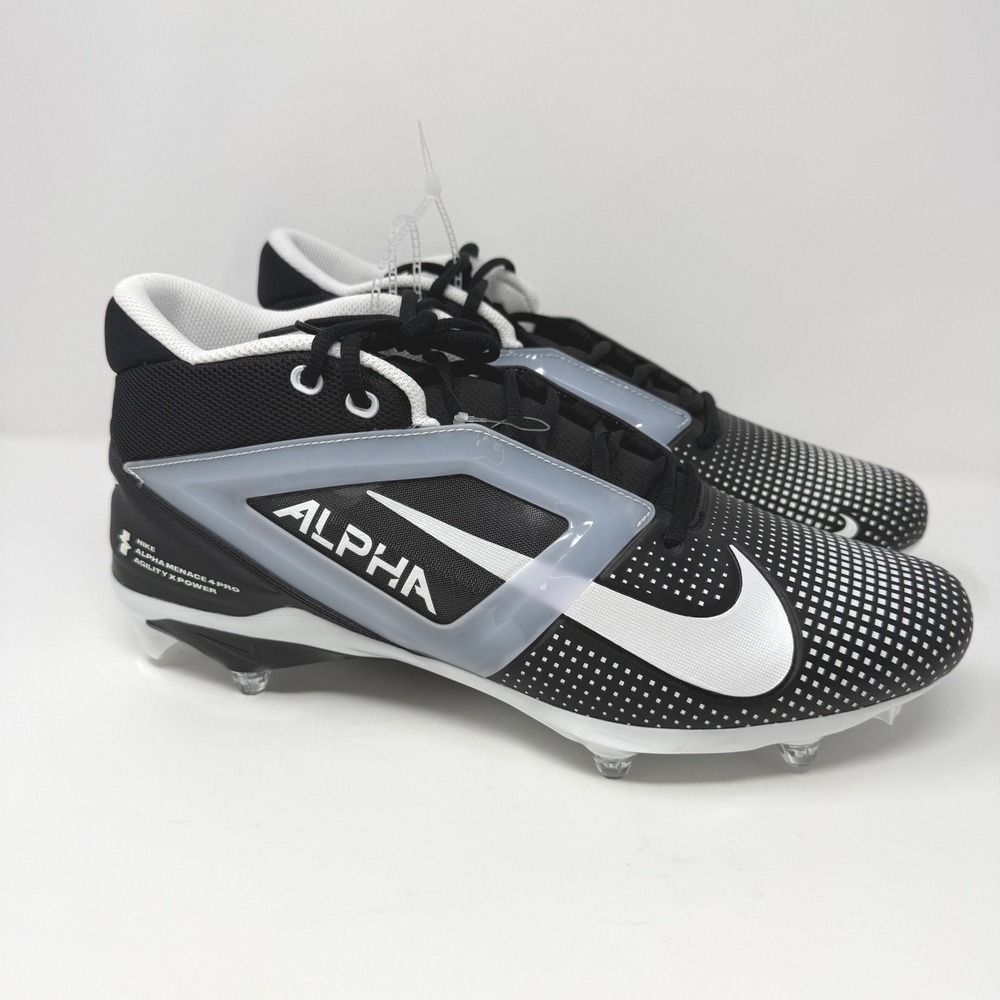 Nike Alpha Menace 4 Pro Football Cleats Black White HF4555-001 Mens 14.5 NEW